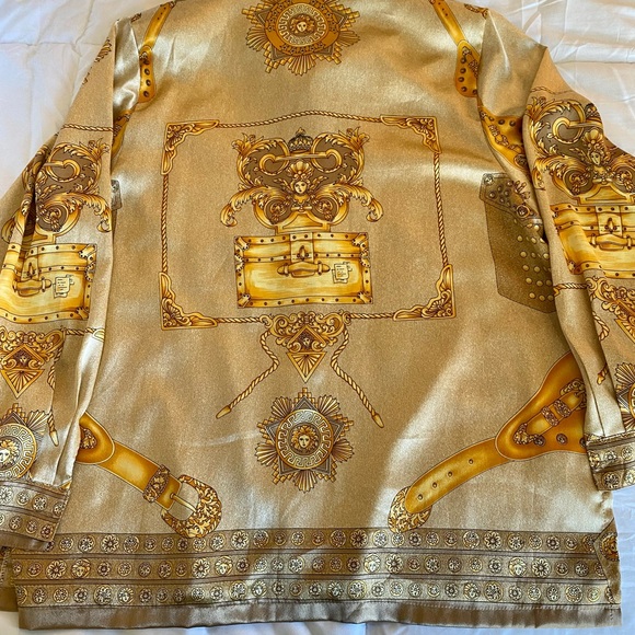 Vintage Gold Link & Buckle Button Down Top Size L/XL by Peniel - Picture 8 of 9